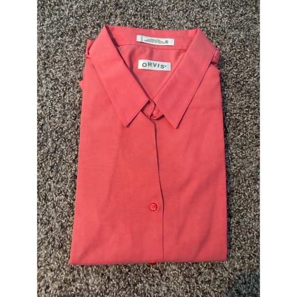 Orvis Tops - Orvis Womens Wrinkle Free Button Down Shirt Coral Pink Long Sleeve Size Small